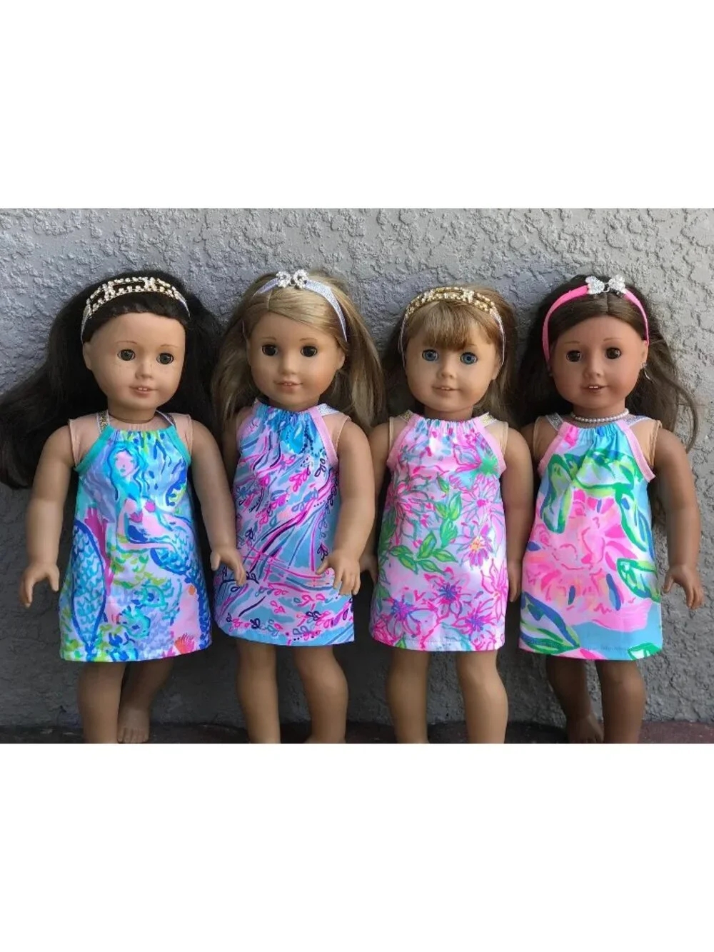 Lilly Pulitzer american girl doll size Mermaid cove Print Sundress Gold Straps